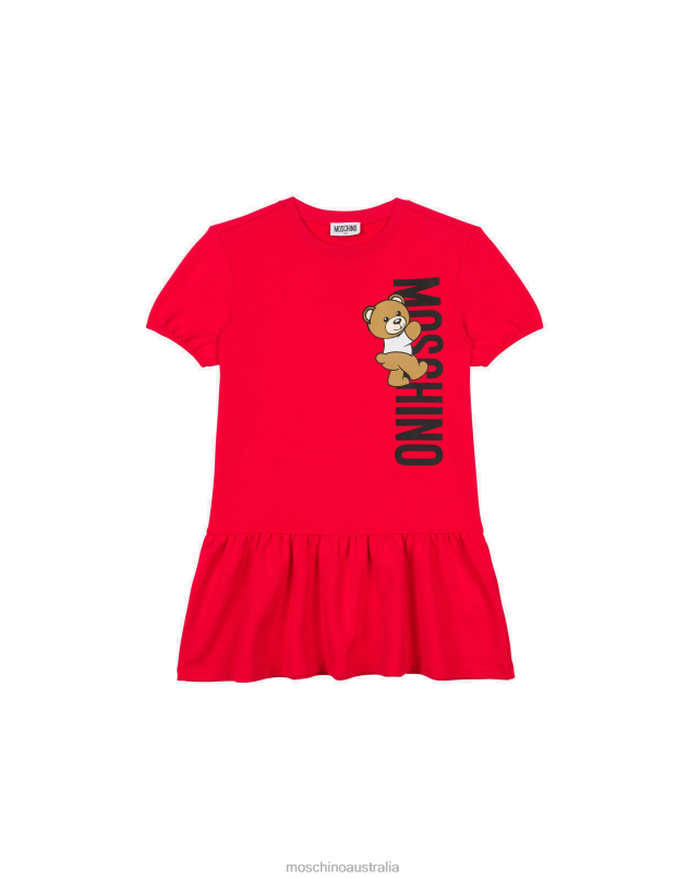 TEDDY LOGO FLEECE DRESS Moschino Girl RED 44AA941 Clothing