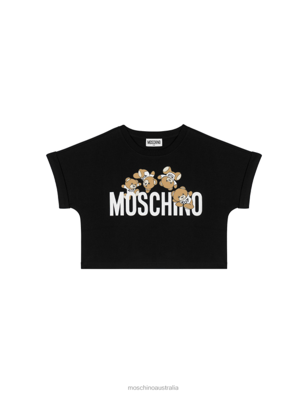 TEDDY LOGO JERSEY T-SHIRT Moschino Girl BLACK 44AA935 Clothing