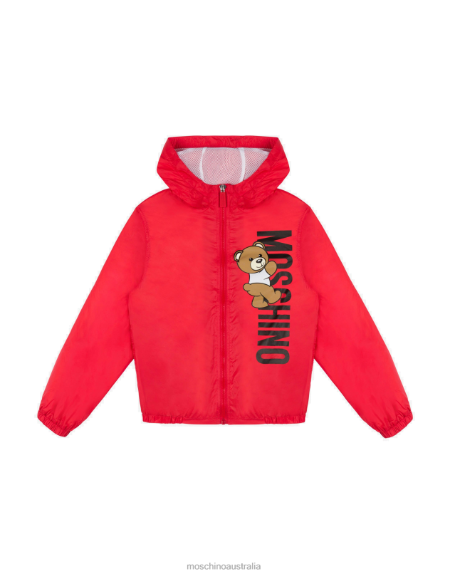 TEDDY LOGO NYLON WINDBREAKER Moschino Girl RED 44AA948 Clothing