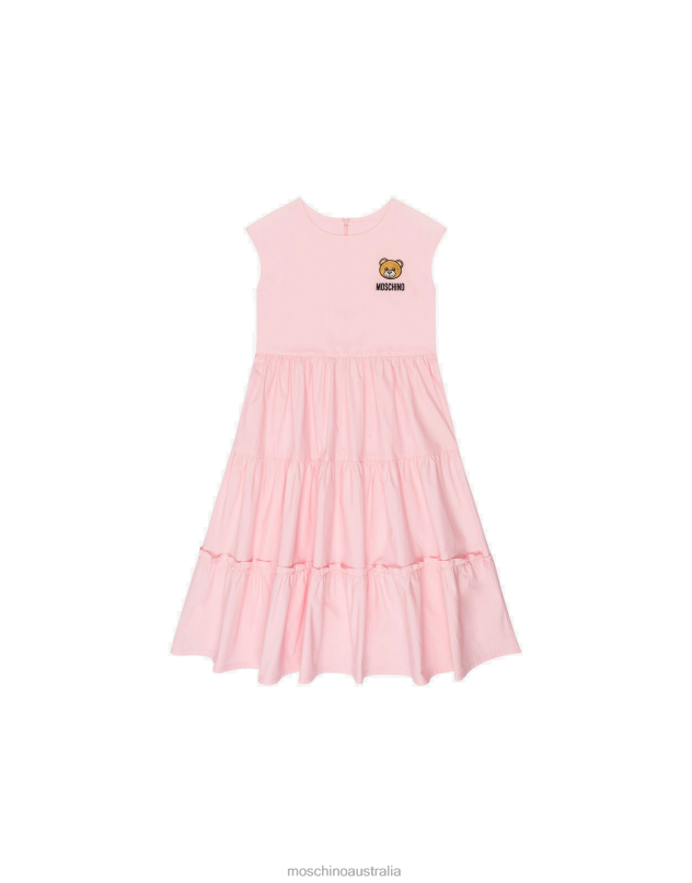TEDDY PATCH COTTON POPLIN DRESS Moschino Girl PINK 44AA969 Clothing