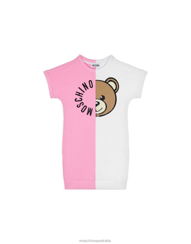 TWO-TONE FLEECE DRESS WITH PRINT Moschino Girl PINK 44AA926 Clothing