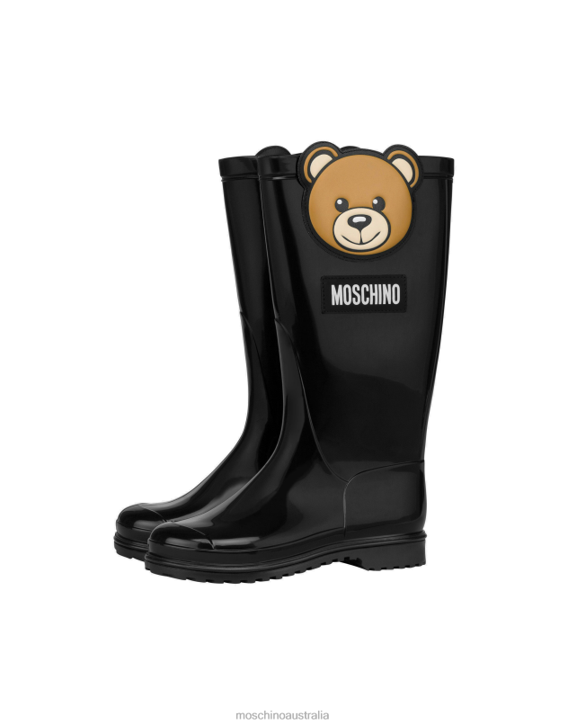 TEDDY PATCH RAIN BOOTS Moschino Girl BLACK 44AA1017 Footwear