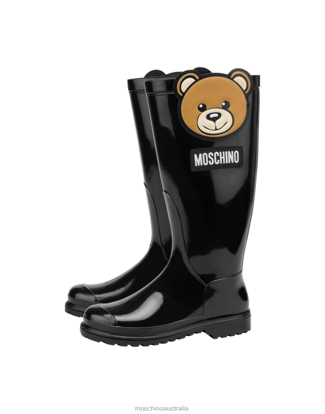 TEDDY PATCH RAIN BOOTS Moschino Girl BLACK 44AA1029 Footwear