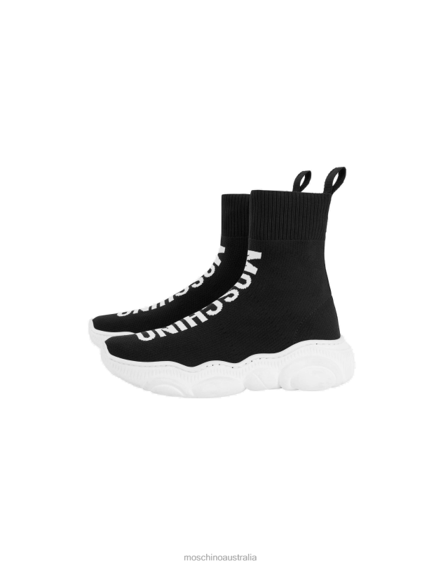 TEDDY SHOES SOCK SNEAKERS WITH MAXI LOGO Moschino Girl BLACK 44AA1032 Footwear