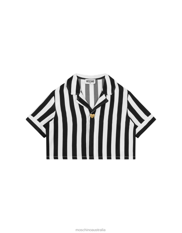 HEART BUTTON STRIPED SHIRT Moschino Girl WHITE 44AA1051 Clothing