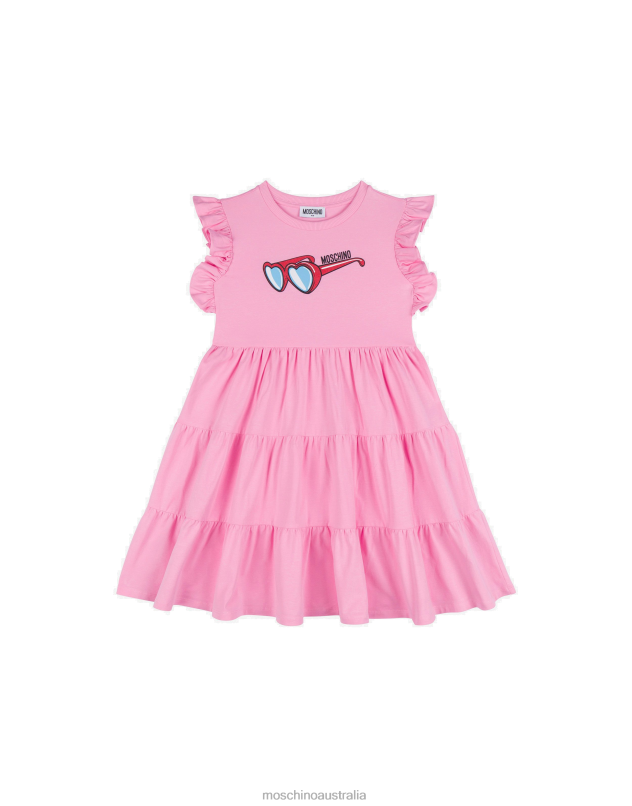 HEART SUNGLASSES JERSEY DRESS Moschino Girl PINK 44AA1048 Clothing