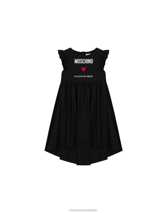 IN LOVE WE TRUST POPLIN DRESS Moschino Girl BLACK 44AA1039 Clothing