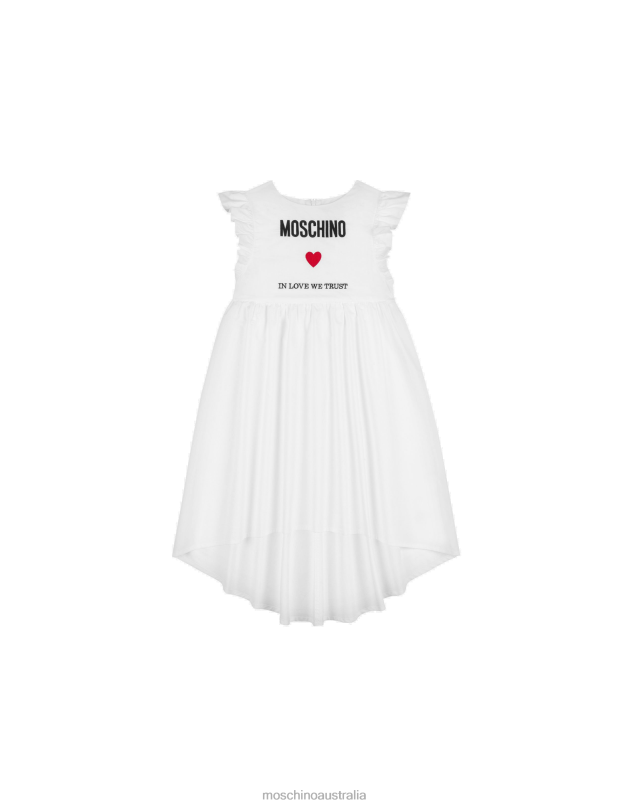 IN LOVE WE TRUST POPLIN DRESS Moschino Girl WHITE 44AA1038 Clothing