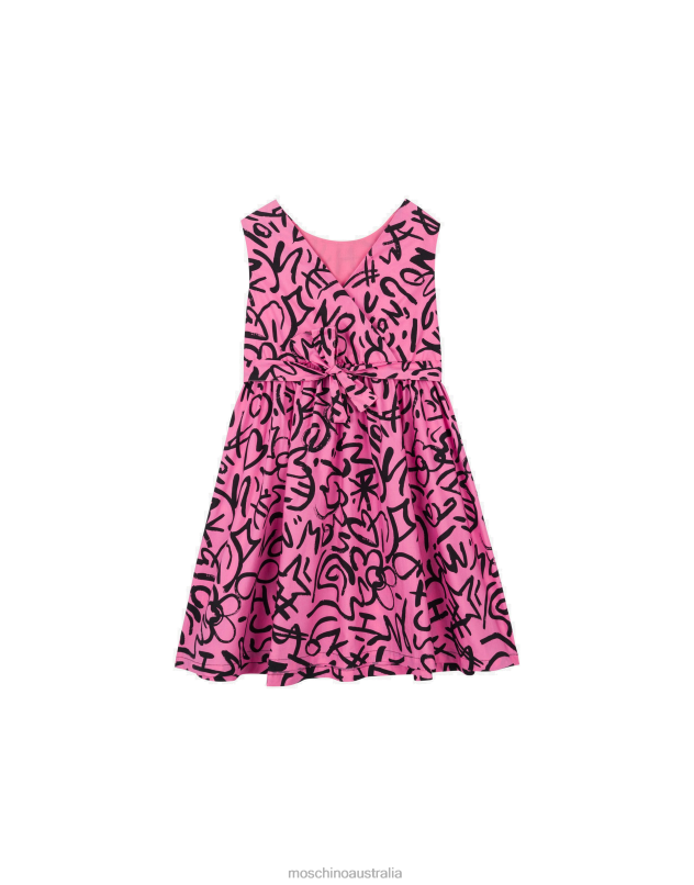SCRIBBLES PRINT POPLIN DRESS Moschino Girl FUCHSIA 44AA1043 Clothing