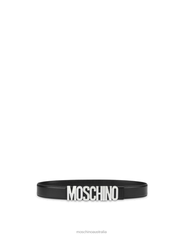 CALFSKIN BELT WITH LOGO Moschino Men BLACK 44AA786 Accessory
