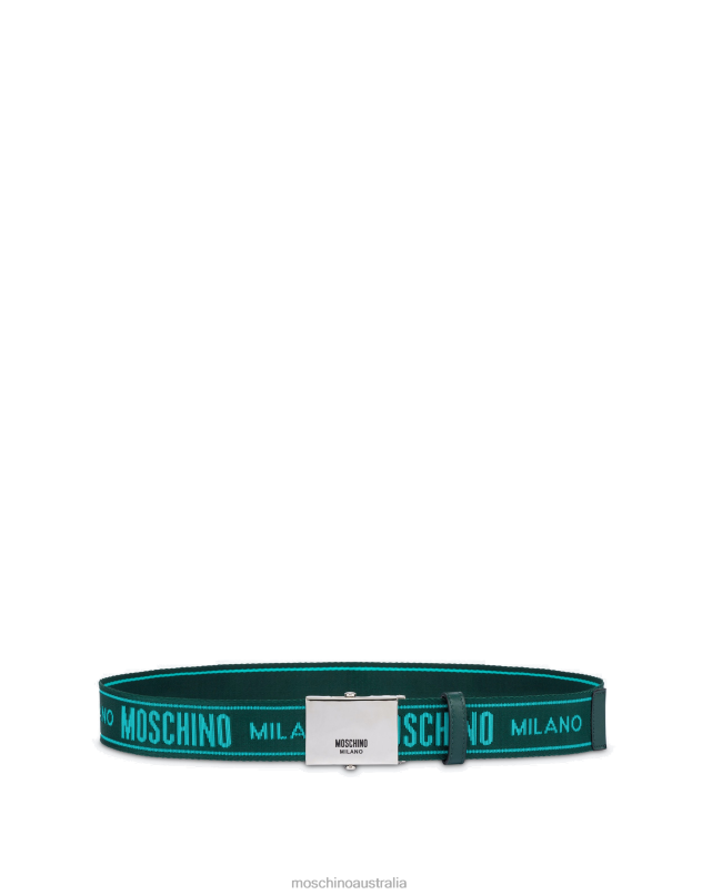 JACQUARD LOGO RIBBON BELT Moschino Men DARK GREEN 44AA773 Accessory
