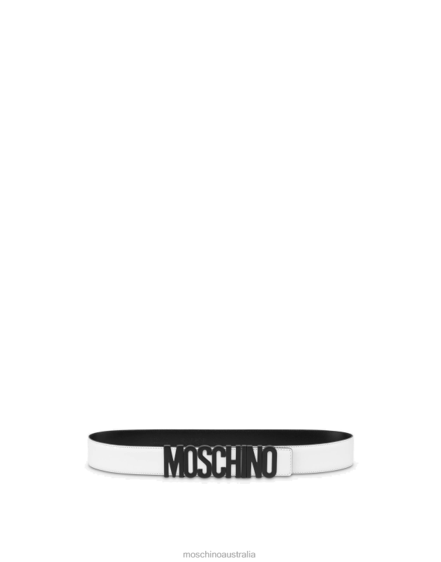 LETTERING LOGO CALFSKIN BELT Moschino Men WHITE 44AA780 Accessory