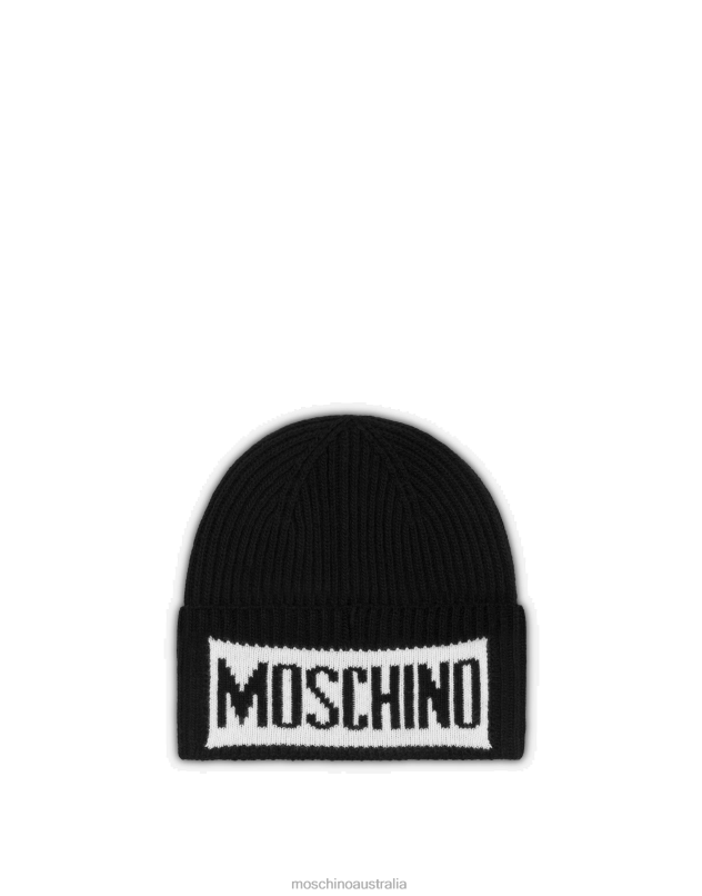 KNIT HAT WITH LOGO Moschino Men BLACK 44AA805 Accessory