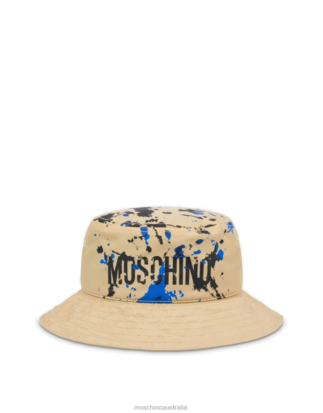 PAINTED EFFECT NYLON BUCKET HAT Moschino Men BEIGE 44AA807 Accessory