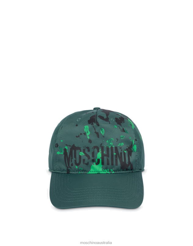 PAINTED EFFECT NYLON CAP Moschino Men DARK GREEN 44AA806 Accessory