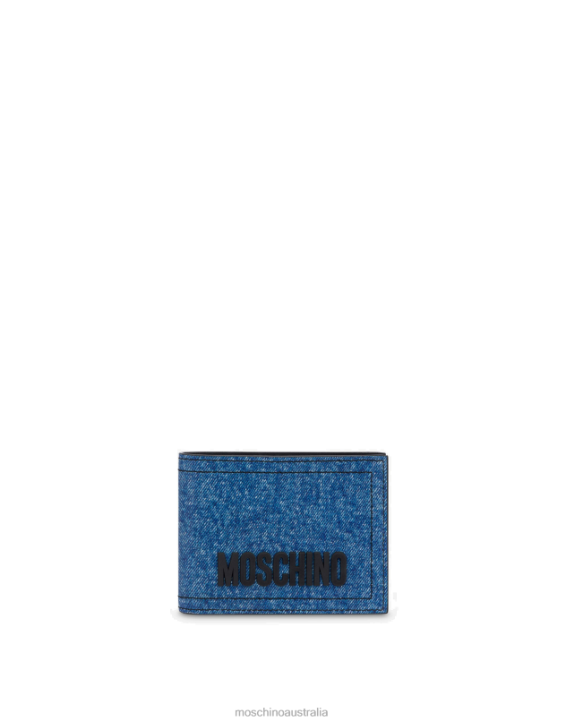 DENIM PRINT NAPPA LEATHER FLAP WALLET Moschino Men BLUE DENIM 44AA793 Accessory