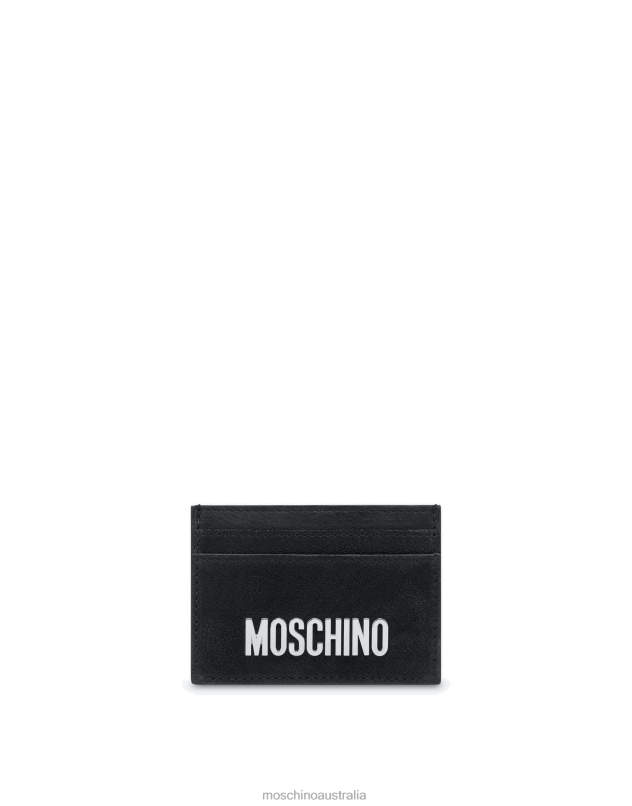 WASHED NAPPA LEATHER CARD HOLDER Moschino Men BLACK 44AA792 Accessory