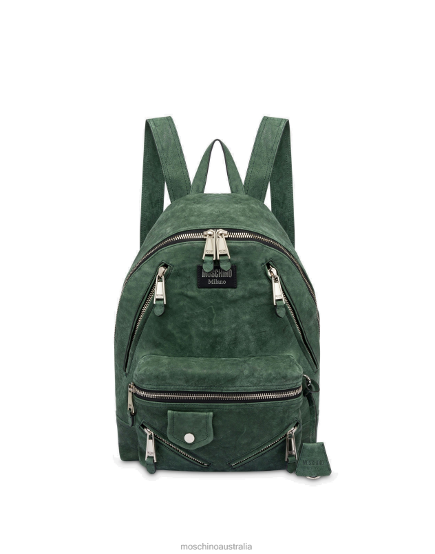 WASHED NAPPA LEATHER BIKER BACKPACK Moschino Men DARK GREEN 44AA698 Accessory