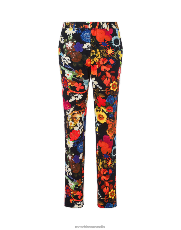 ALLOVER FLOWERS BULL TROUSERS Moschino Men BLACK 44AA531 Clothing