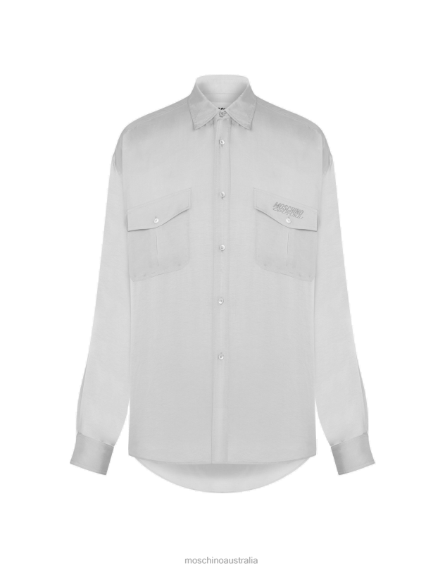 CUPRO AND VISCOSE TWILL SHIRT Moschino Men SILVER 44AA542 Clothing