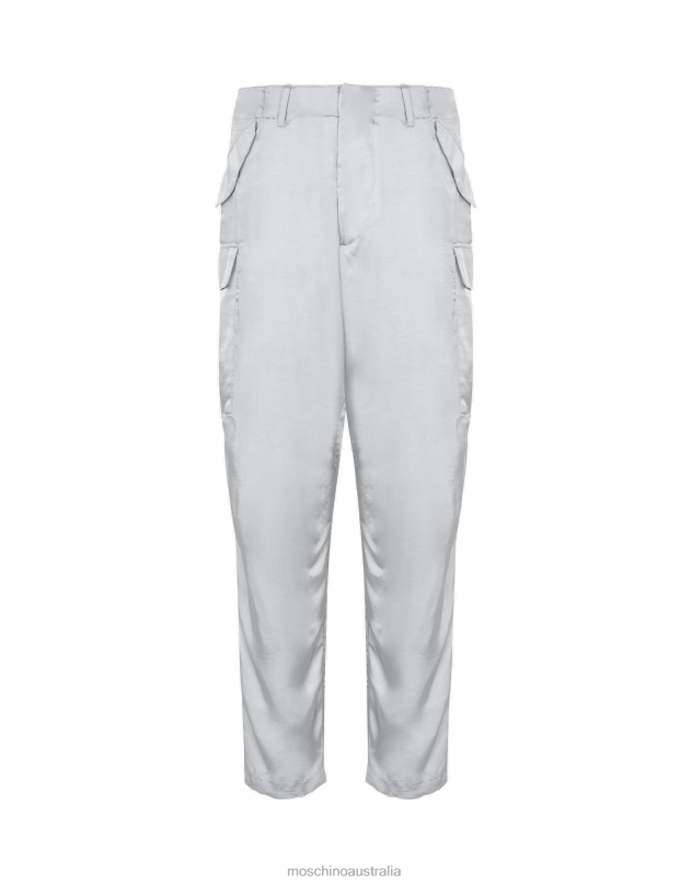 LOGO EMBROIDERY TWILL TROUSERS Moschino Men LIGHT GREY 44AA536 Clothing