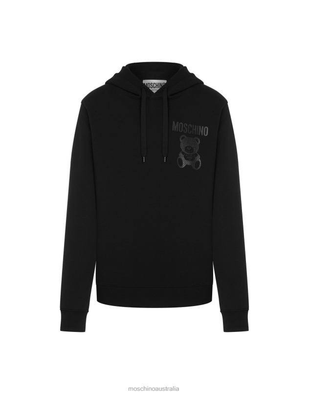 MESH TEDDY BEAR HOODIE Moschino Men BLACK 44AA539 Clothing