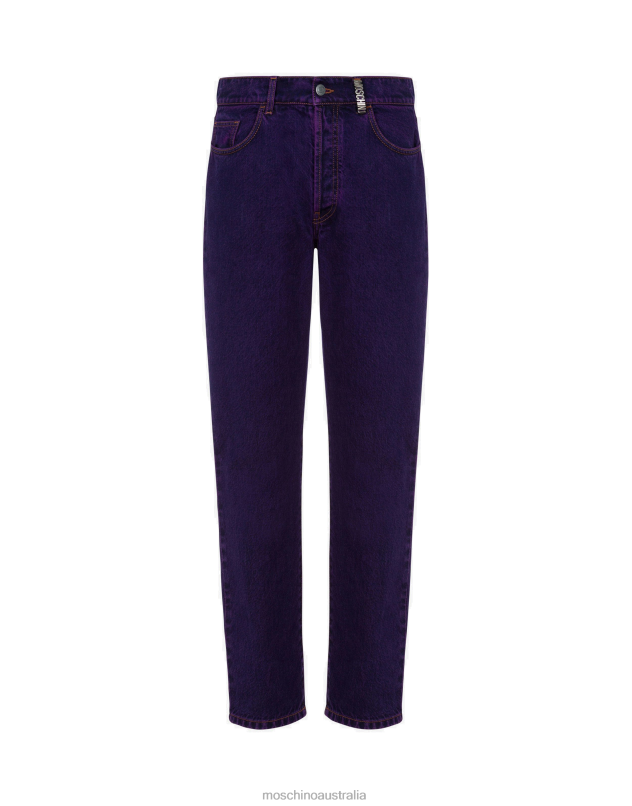 METAL LETTERING OVERDYED DENIM TROUSERS Moschino Men PURPLE 44AA537 Clothing