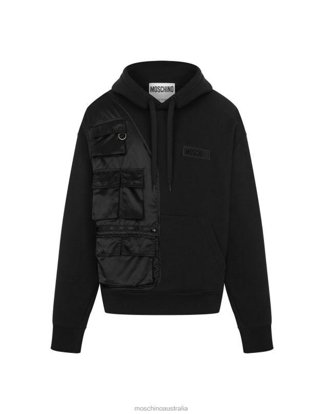 MULTIPOCKET DETAILS HOODIE Moschino Men BLACK 44AA541 Clothing