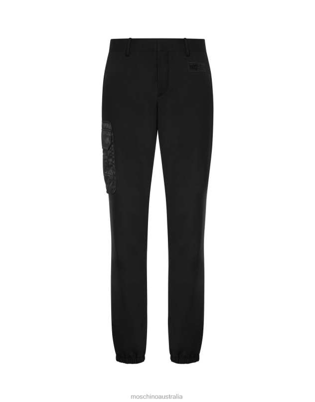 MULTIPOCKET DETAILS WOOL CLOTH TROUSERS Moschino Men BLACK 44AA533 Clothing