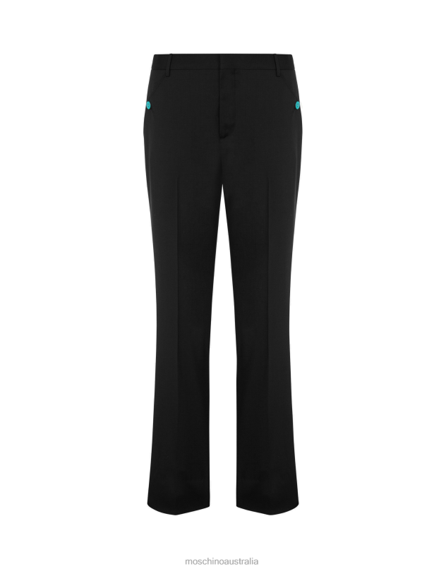 PAINTED DETAILS CLOTH TROUSERS Moschino Men BLACK 44AA535 Clothing