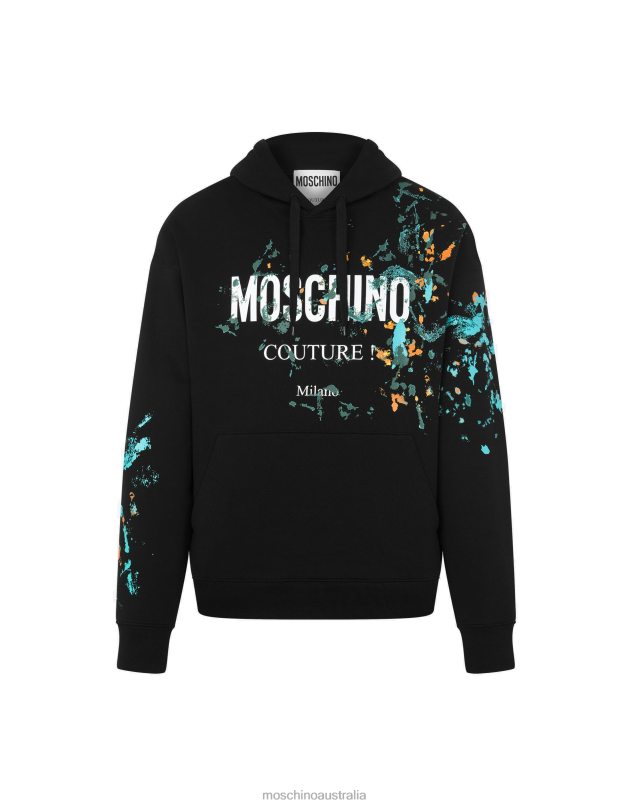 PAINTED EFFECT HOODIE Moschino Men BLACK 44AA540 Clothing