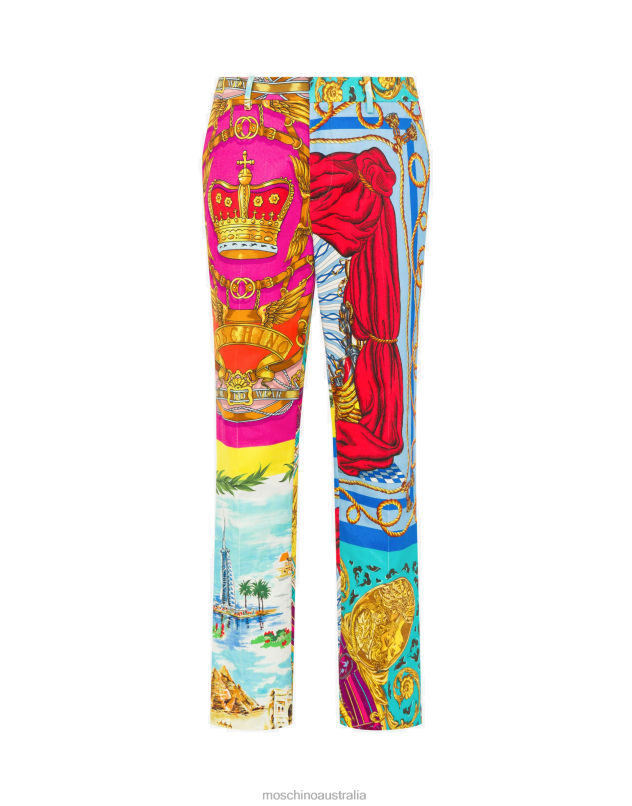 SCARF PRINT COTTON BULL TROUSERS Moschino Men MULTICOLOURED 44AA530 Clothing