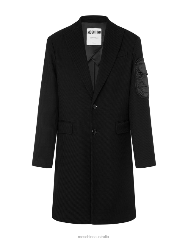 MULTIPOCKET DETAILS DOUBLE CAVALRY COAT Moschino Men BLACK 44AA501 Clothing