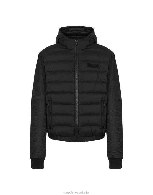 RUBBER LOGO LIGHTWEIGHT NYLON DOWN JACKET Moschino Men BLACK 44AA509 Clothing