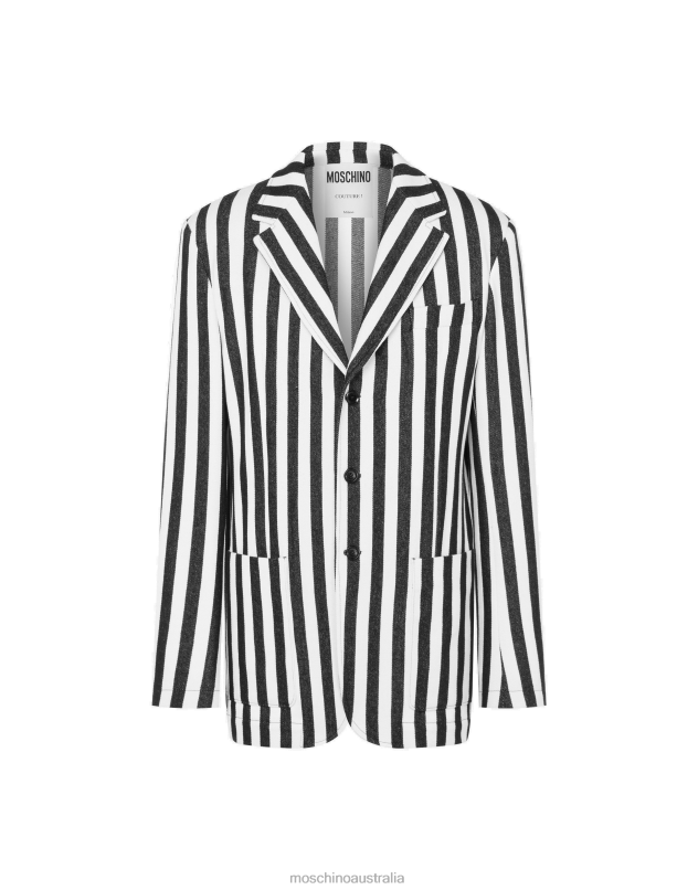 ARCHIVE STRIPES COTTON JACKET Moschino Men BLACK 44AA514 Clothing