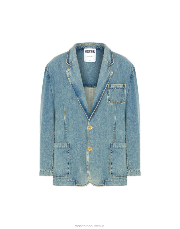 BLUE DENIM JACKET Moschino Men BLUE DENIM 44AA521 Clothing