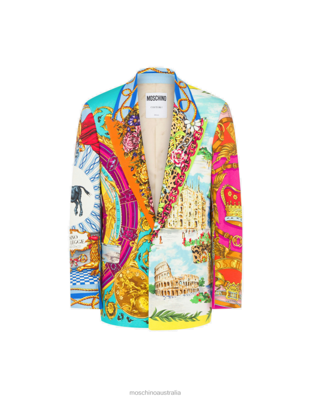 SCARF PRINT BULL JACKET Moschino Men MULTICOLOURED 44AA513 Clothing