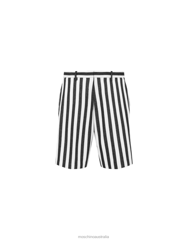 ARCHIVE STRIPES COTTON-BLEND BERMUDA SHORTS Moschino Men BLACK 44AA635 Clothing