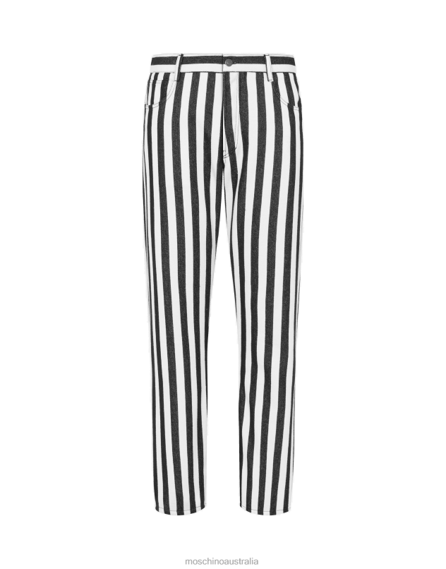 ARCHIVE STRIPES COTTON-BLEND TROUSERS Moschino Men BLACK 44AA634 Clothing
