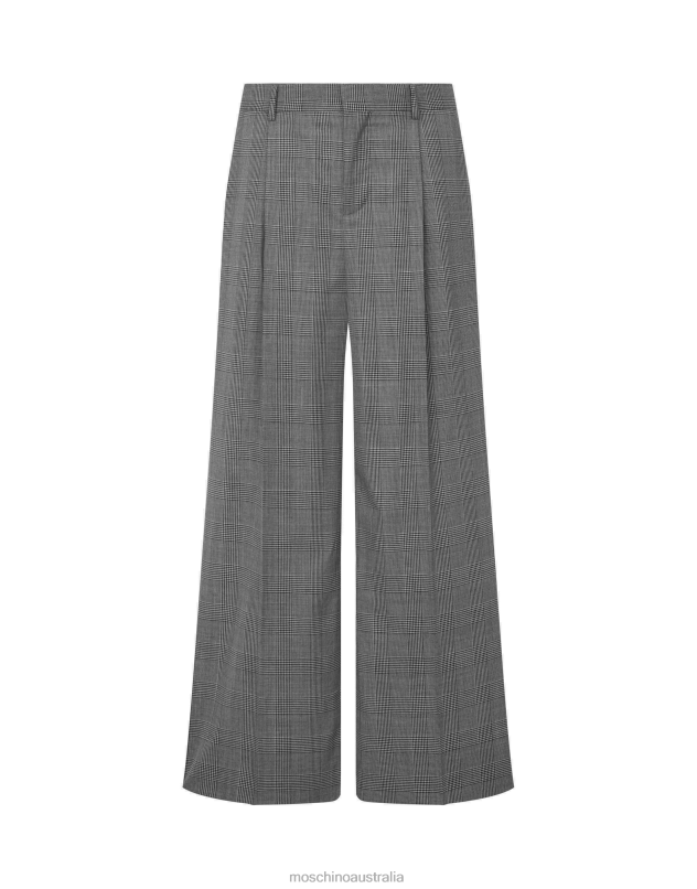 GLEN PLAID WOOL TROUSERS Moschino Men GREY 44AA633 Clothing