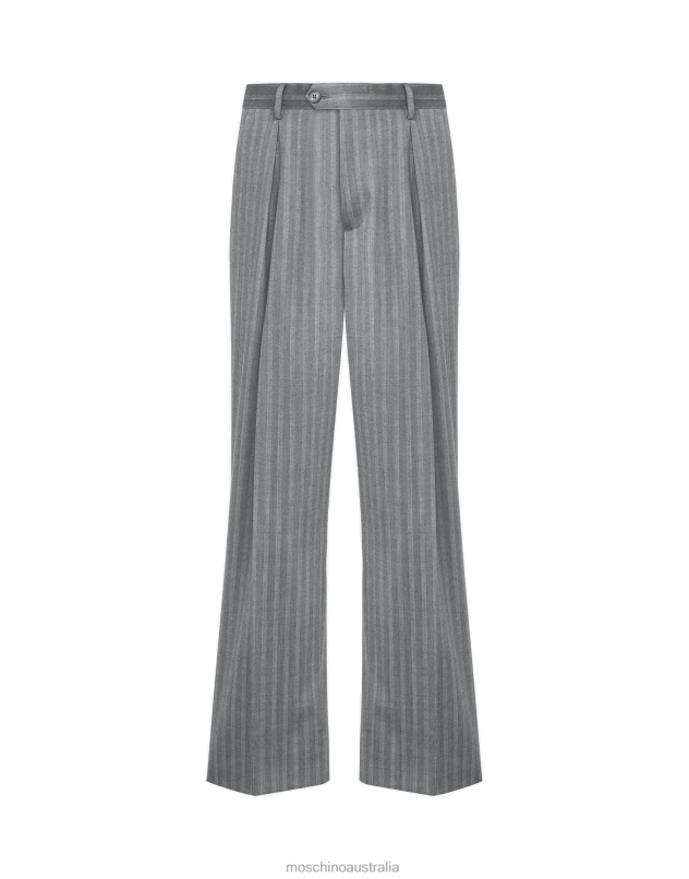 HERRINGBONE WOOL TROUSERS Moschino Men GREY 44AA642 Clothing