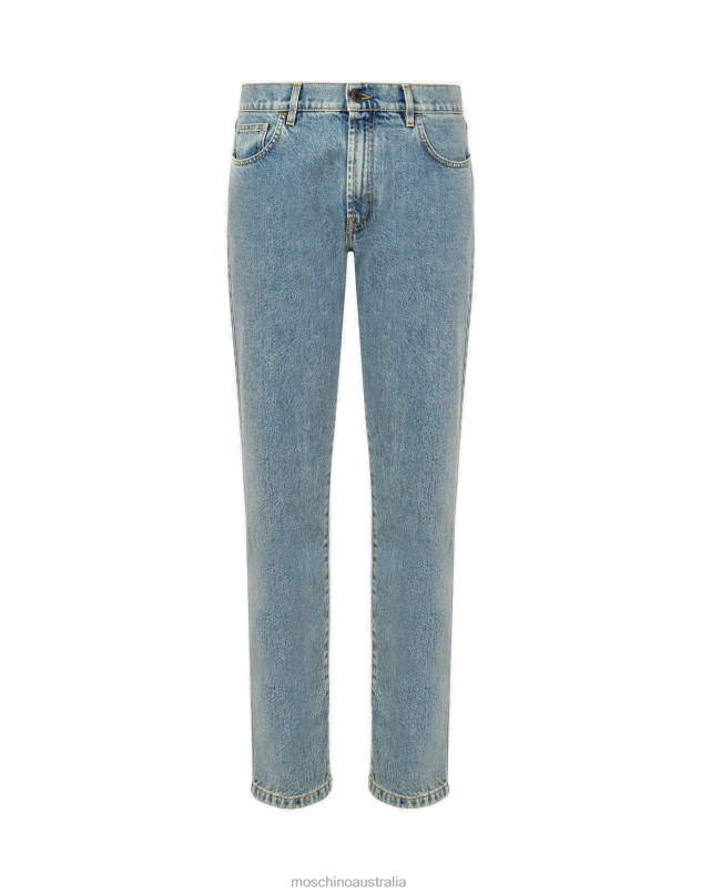 LOGO PATCH DENIM TROUSERS Moschino Men BLUE DENIM 44AA638 Clothing