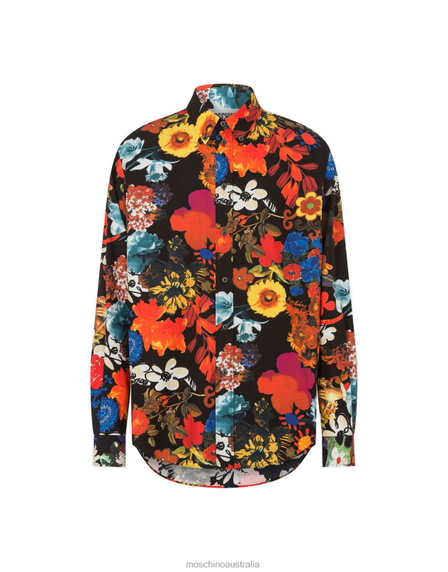 ALLOVER FLOWERS POPLIN SHIRT Moschino Men BLACK 44AA568 Clothing