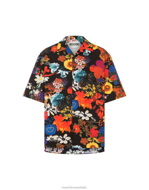 ALLOVER FLOWERS SHORT-SLEEVED SHIRT Moschino Men BLACK 44AA575 Clothing
