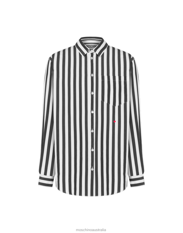 ARCHIVE STRIPES POPLIN SHIRT Moschino Men BLACK 44AA573 Clothing