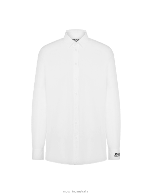 LOGO EMBROIDERY POPLIN SHIRT Moschino Men WHITE 44AA578 Clothing