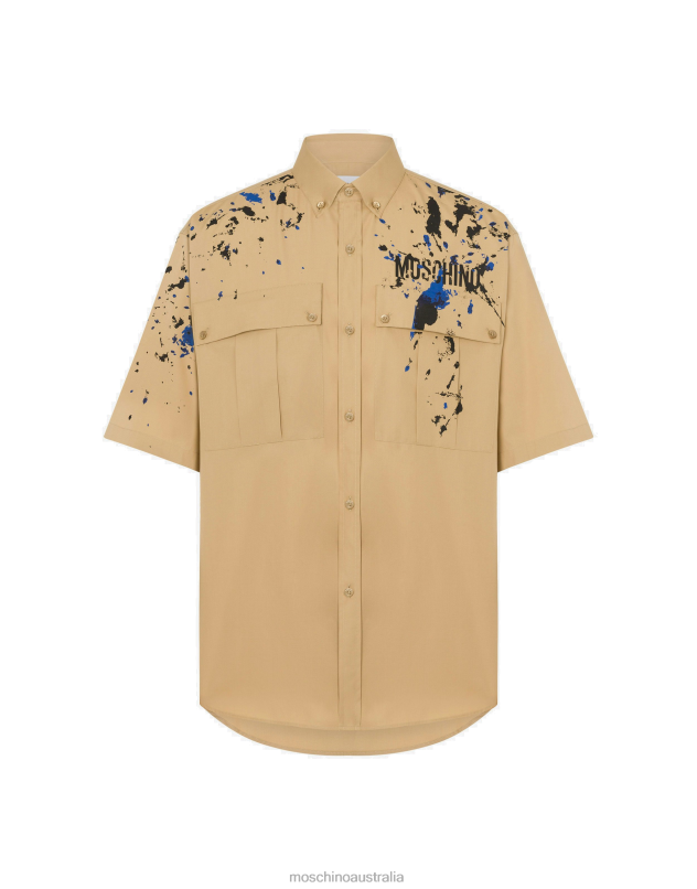 PAINTED EFFECT POPLIN SHIRT Moschino Men BEIGE 44AA581 Clothing