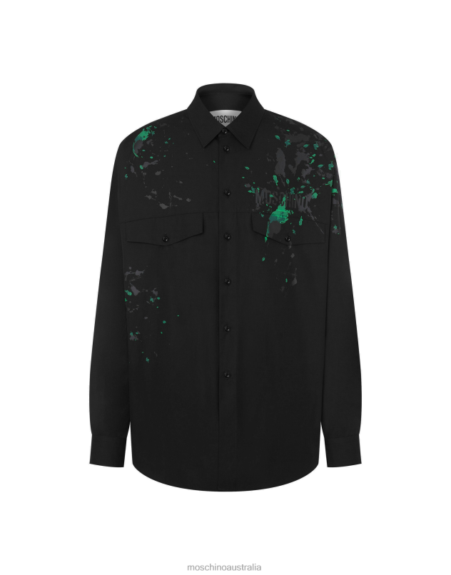 PAINTED EFFECT POPLIN SHIRT Moschino Men BLACK 44AA580 Clothing