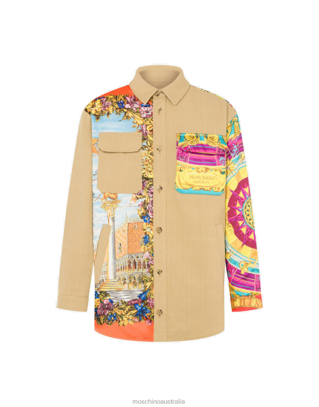 SCARF PRINT COTTON BULL SHIRT Moschino Men BEIGE 44AA565 Clothing