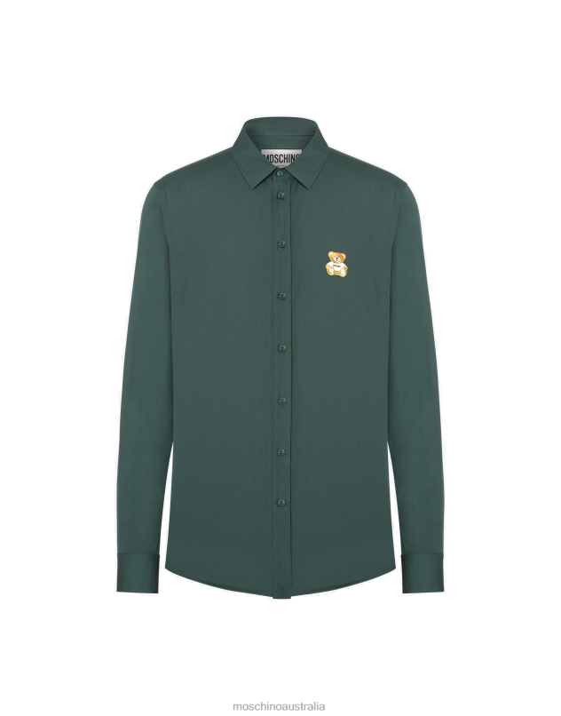TEDDY PATCH POPLIN SHIRT Moschino Men DARK GREEN 44AA579 Clothing
